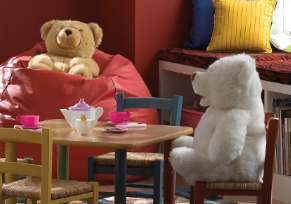 Toy bears in play room